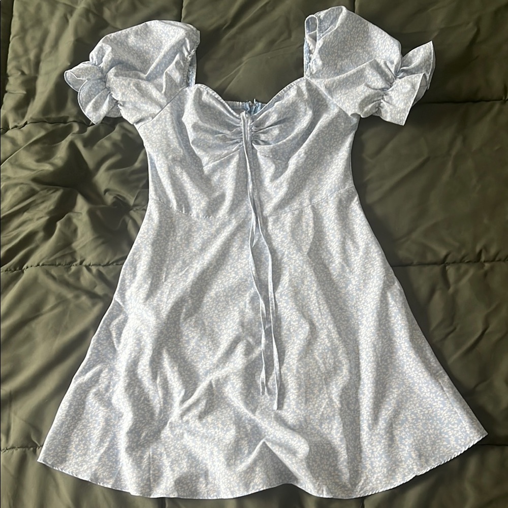 SHEIN Light Blue Puff Sleeve Dress
